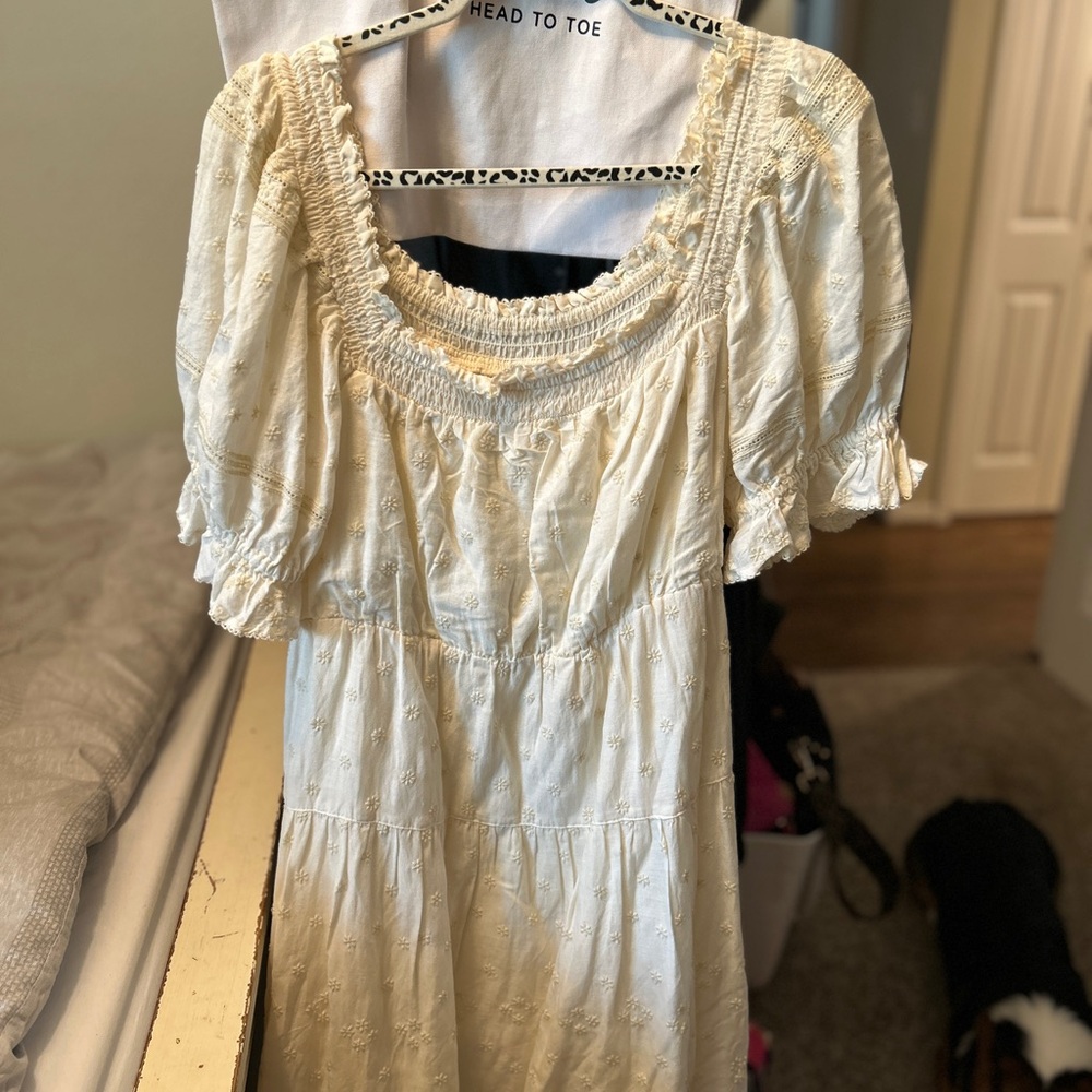 Old Navy Ivory Embroidered Dress